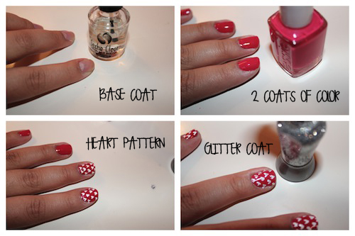 After the hearts have dried, use the silver nail art pen